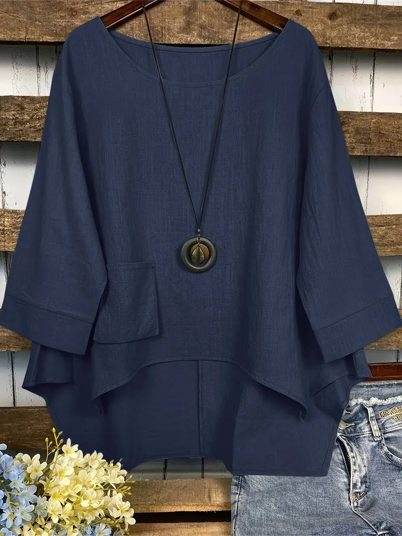 Ashley – casual blouse with round neckline for spring