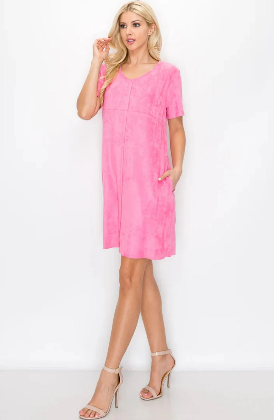 Audrey V-Neck Dress - Bubblegum