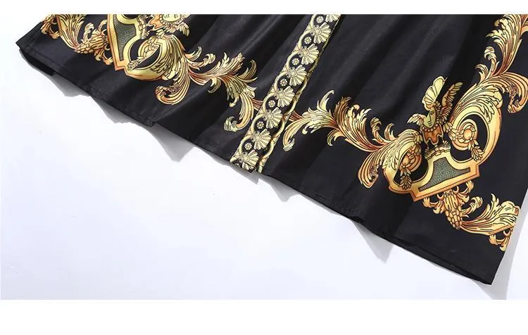 Ava Liam Vintage Luxury Print Lapels Maxi Runway Dresses
