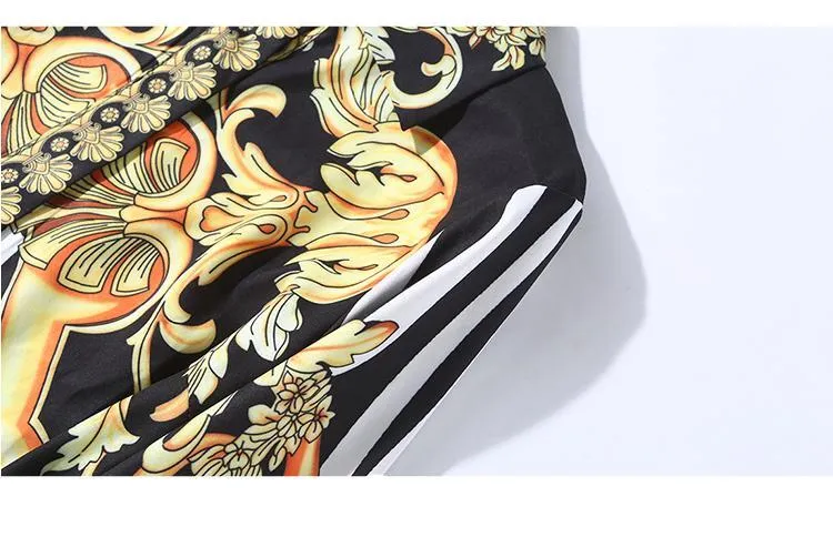 Ava Liam Vintage Luxury Print Lapels Maxi Runway Dresses
