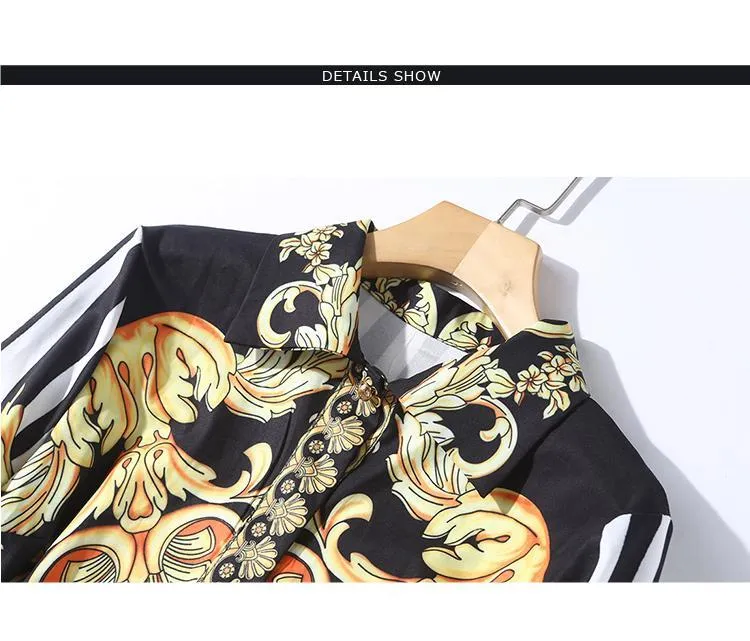 Ava Liam Vintage Luxury Print Lapels Maxi Runway Dresses