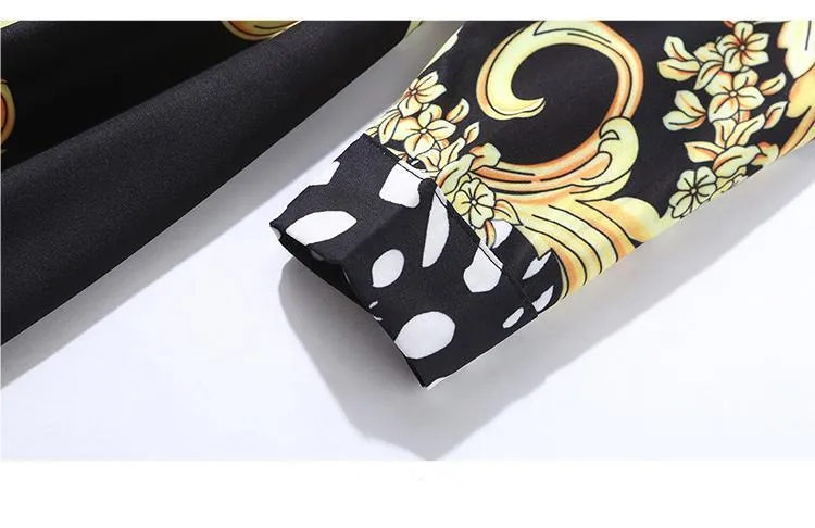 Ava Liam Vintage Luxury Print Lapels Maxi Runway Dresses