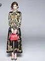 Ava Liam Vintage Luxury Print Lapels Maxi Runway Dresses