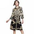 Ava Liam Vintage Luxury Print Lapels Maxi Runway Dresses