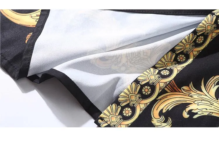 Ava Liam Vintage Luxury Print Lapels Maxi Runway Dresses