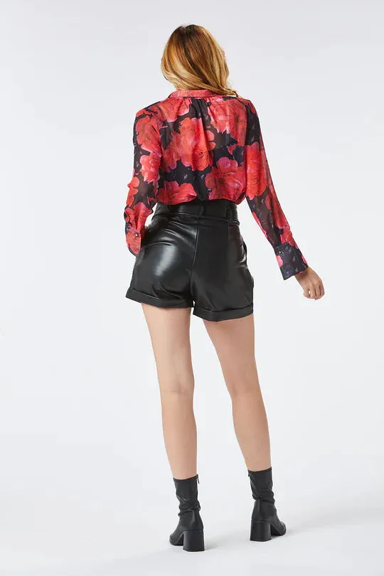 Avena Faux Leather Shorts (Black)
