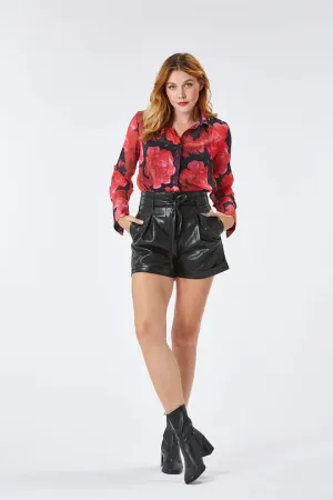 Avena Faux Leather Shorts (Black)