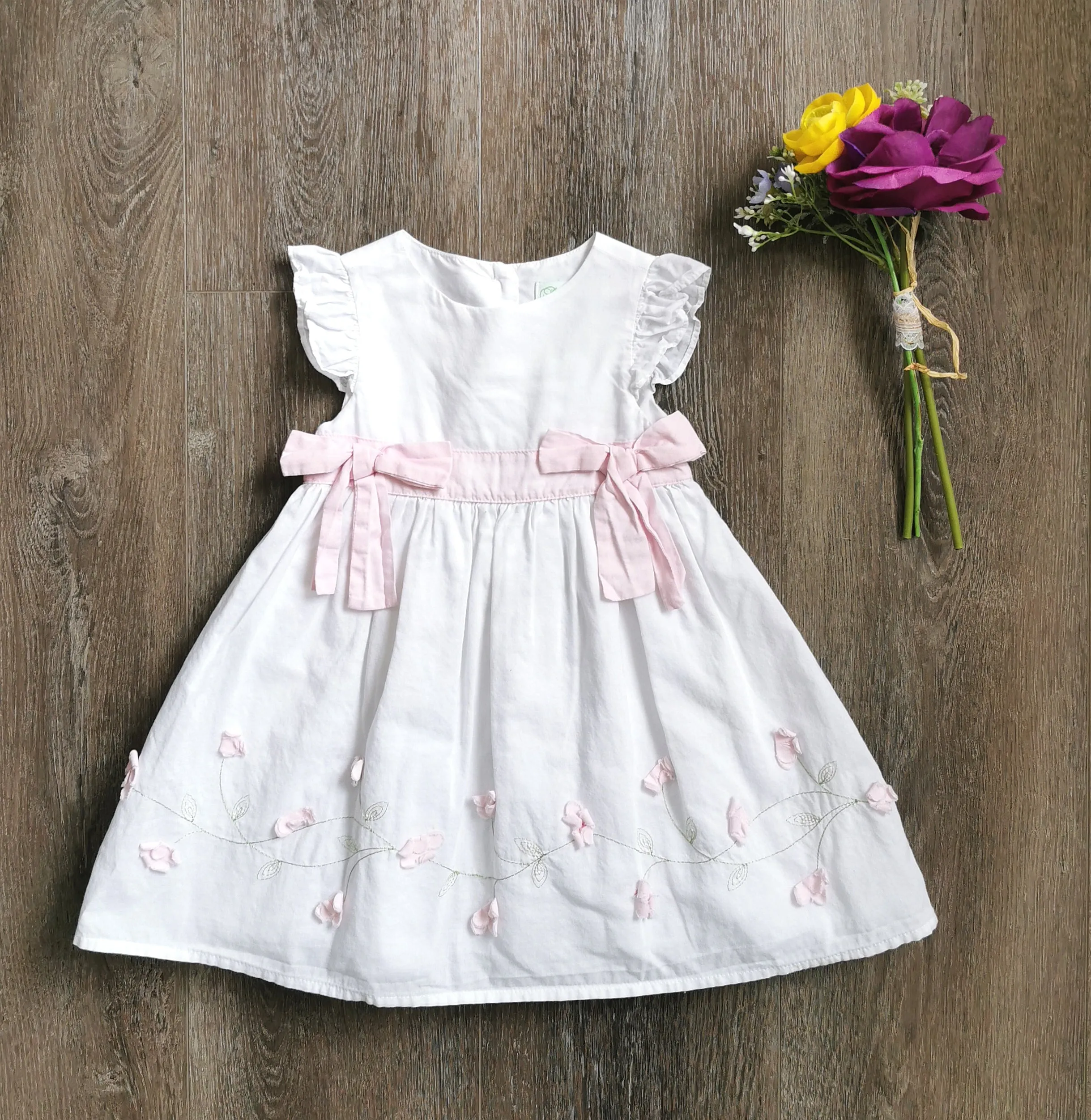BABY GIRL SIZE 12 MONTHS - POLLY FLINDERS, Vintage Cotton Dress EUC B38