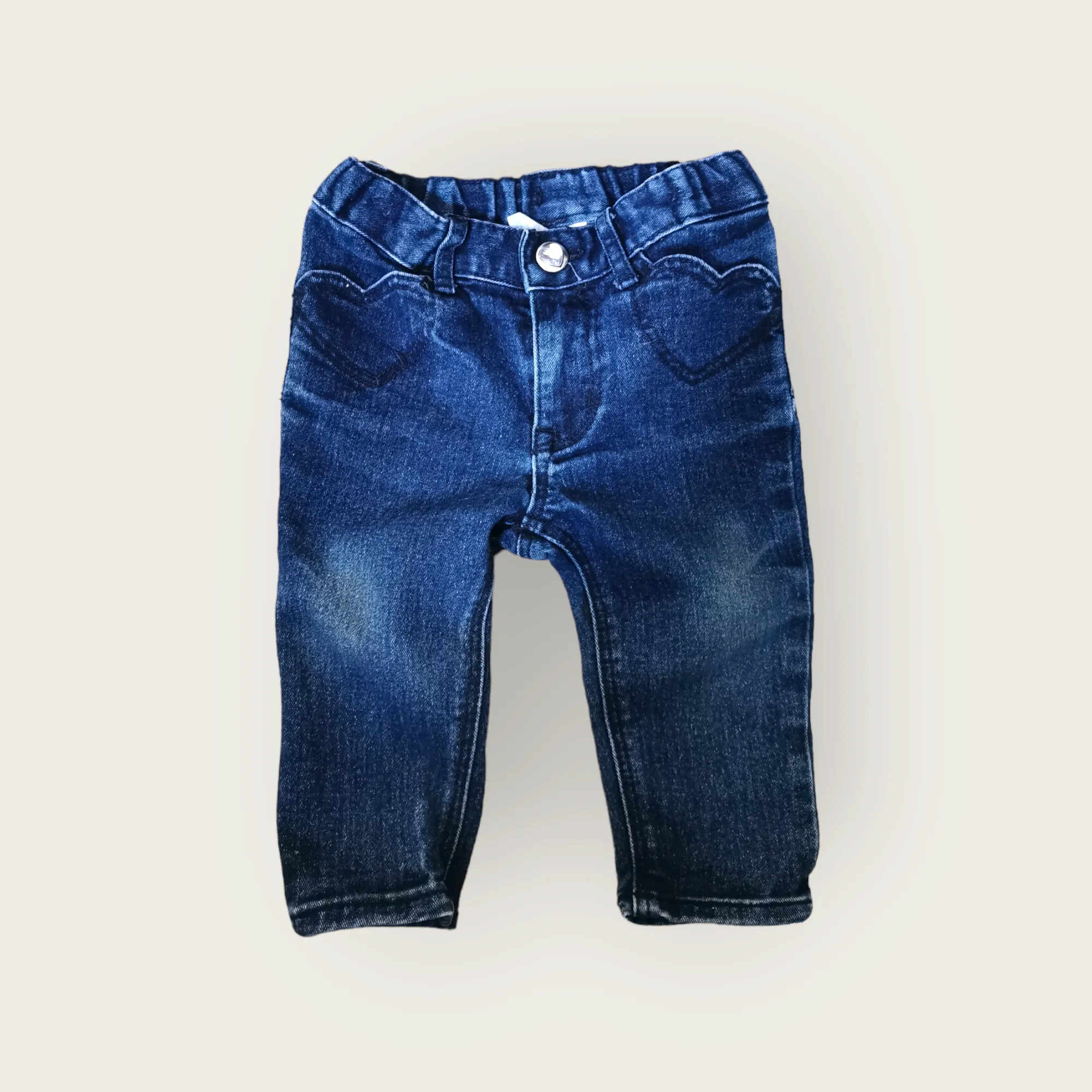 BABY GIRL SIZE 6/9 MONTHS - H&M, Dark Wash Skinny Jeans EUC B46