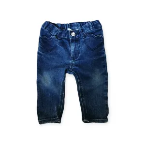 BABY GIRL SIZE 6/9 MONTHS - H&M, Dark Wash Skinny Jeans EUC B46