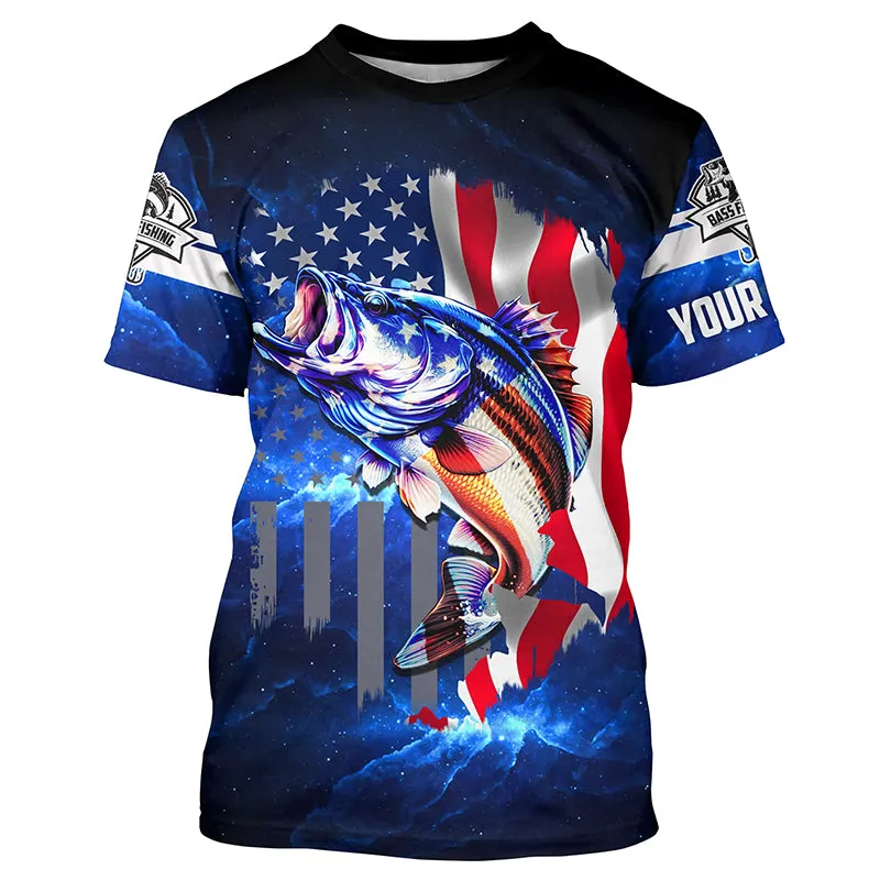 Bass Fishing 3D American Flag patriotic Customize Bass T-shirts NPQ211