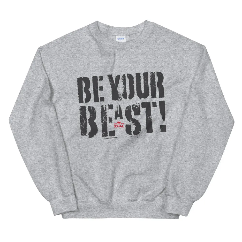 Be Your Beast men's training sweatshirt with ASC logo on back label