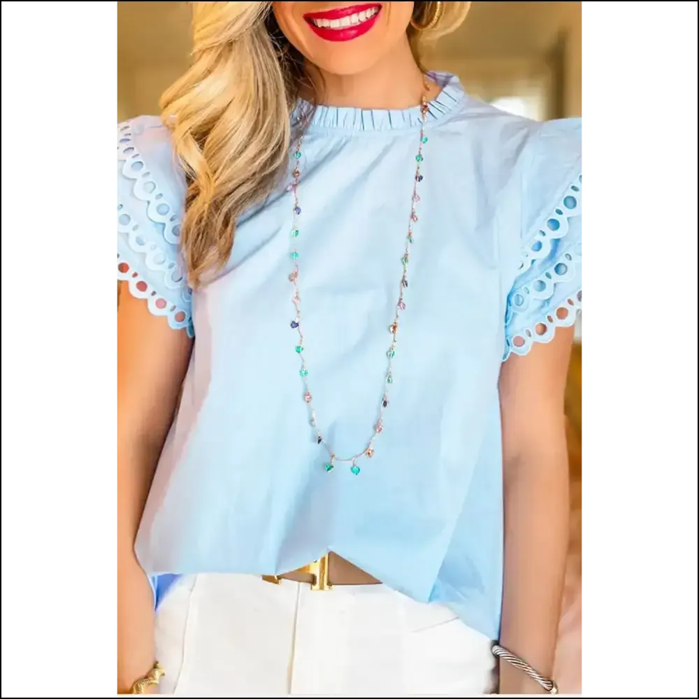 Beau Blue Layered Cap Sleeve Blouse Prepare for Stares
