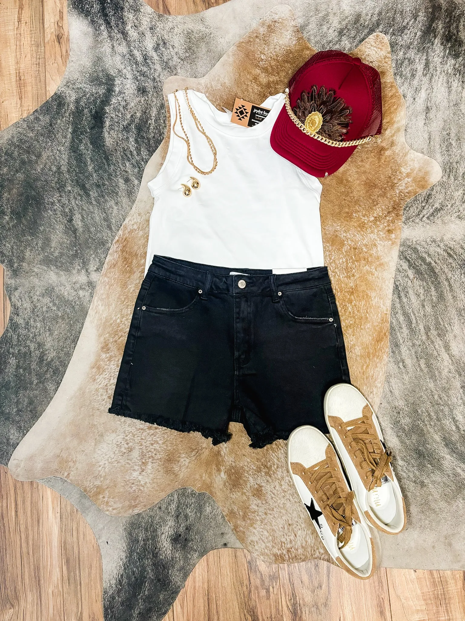 Black Acid Wash Cut Off Shorts