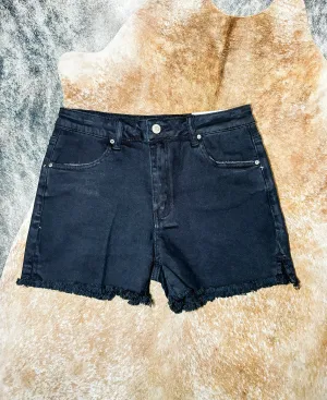 Black Acid Wash Cut Off Shorts