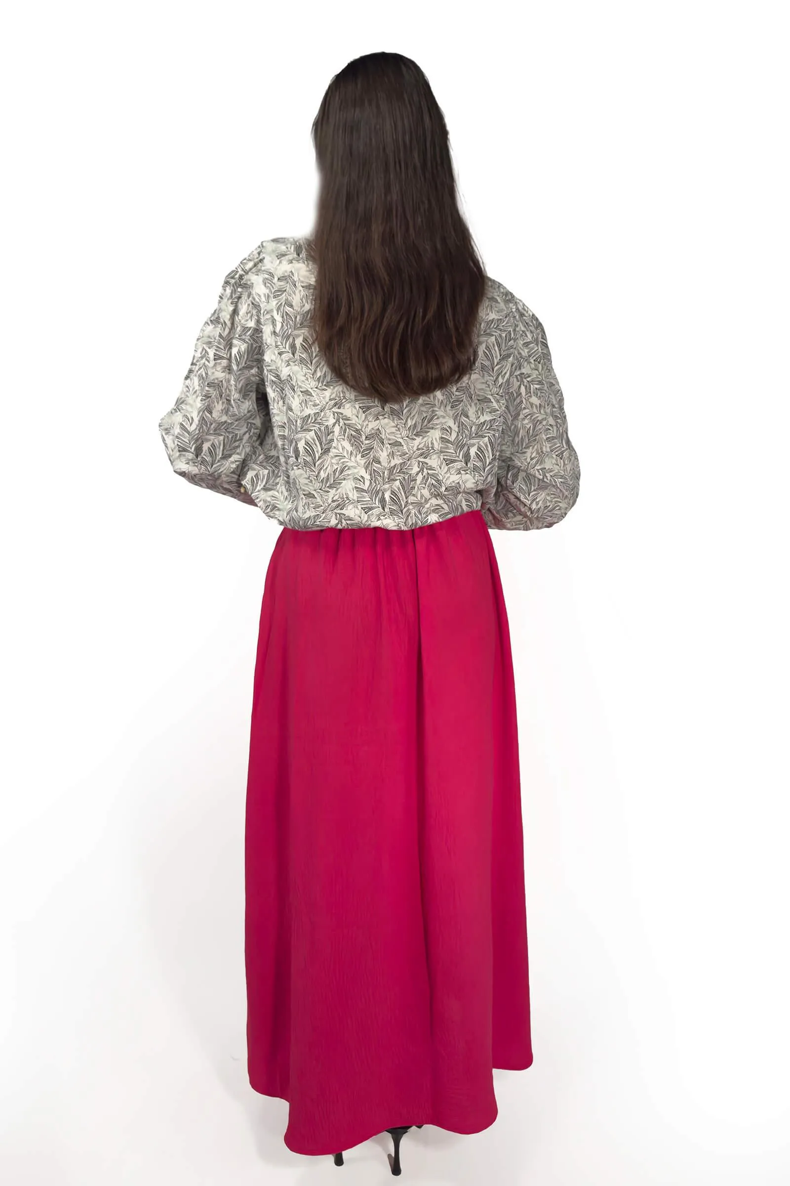 Black and Ivory Feather Imprint Cotton Blouse