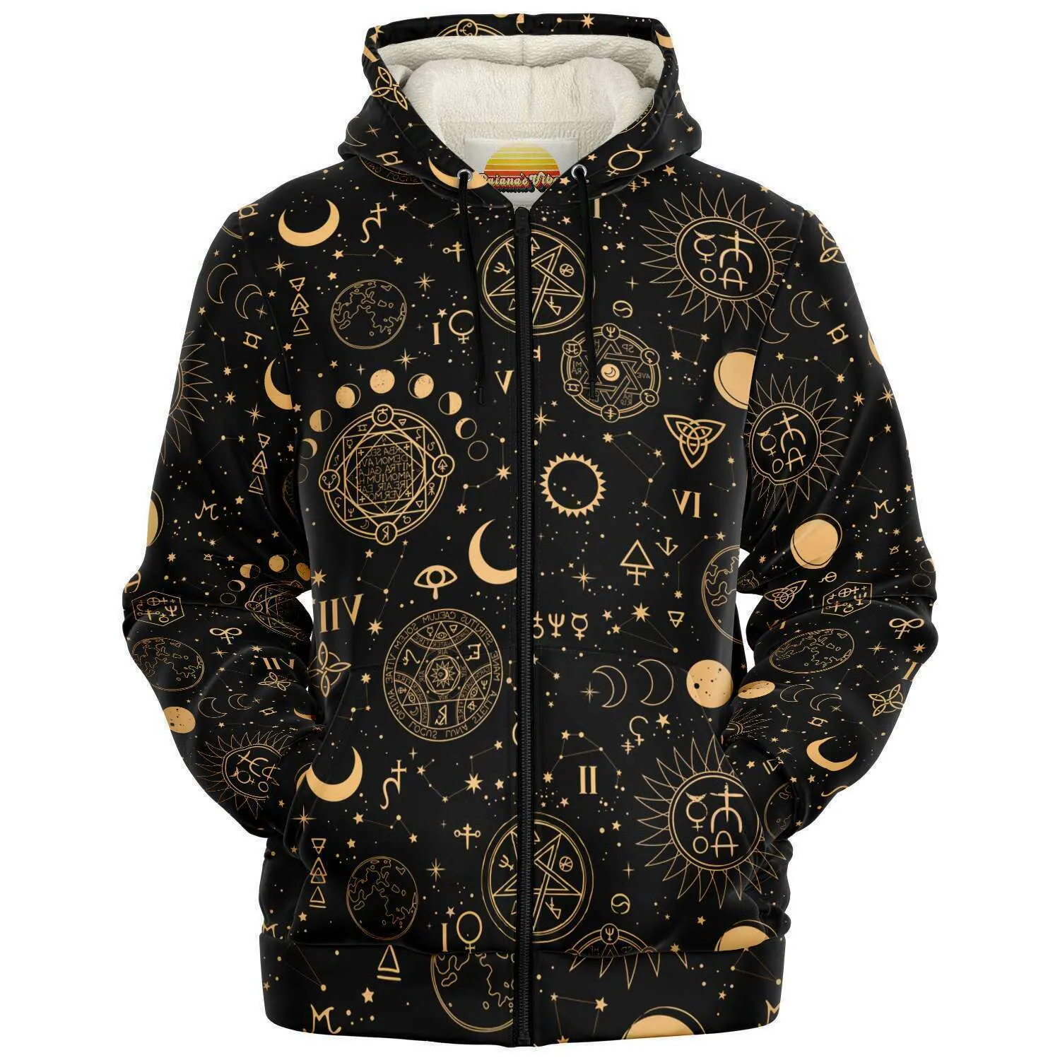 Black And Sand Celestial | Zip Up Hoodie