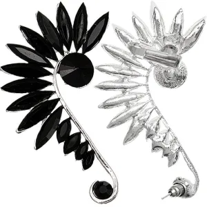 Black Beaded Faceted Stud Cuff Earring