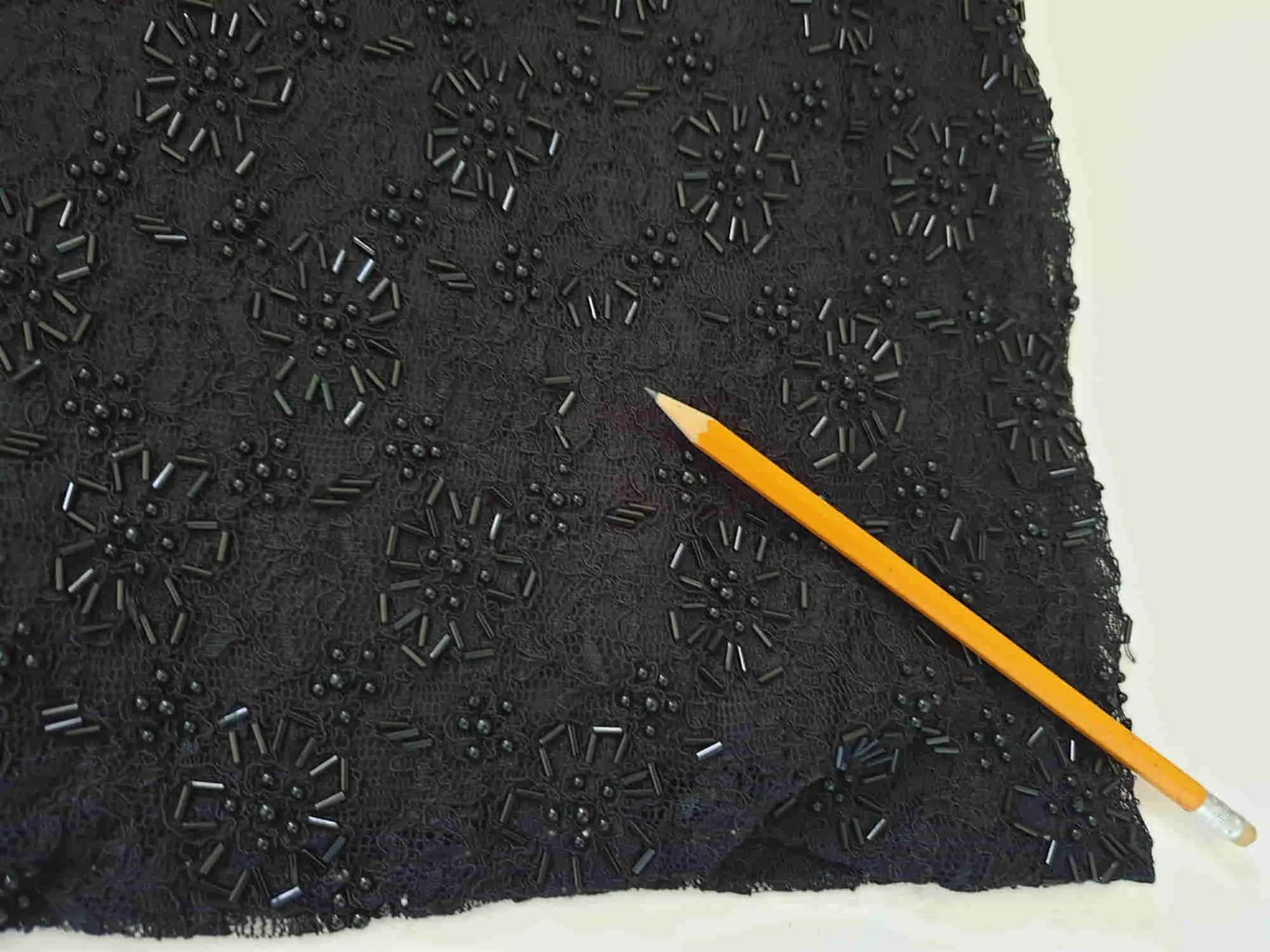Black Beaded Lace Cocktail Dress - L