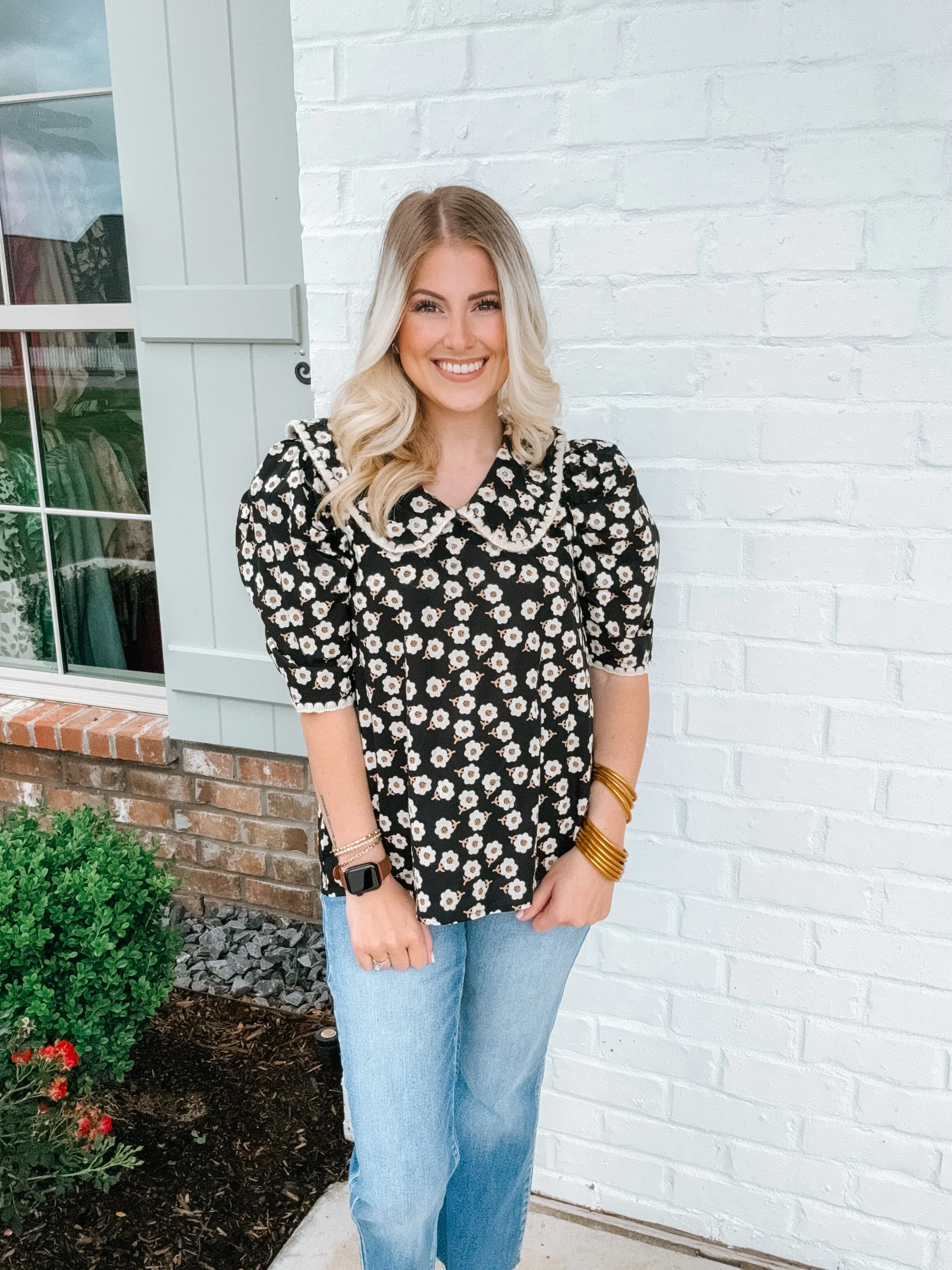 Black Floral Blouse