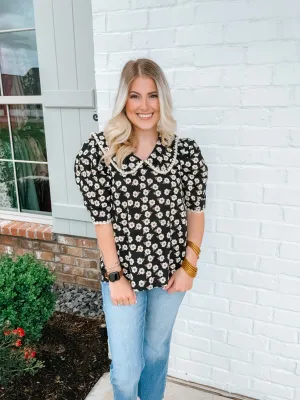 Black Floral Blouse