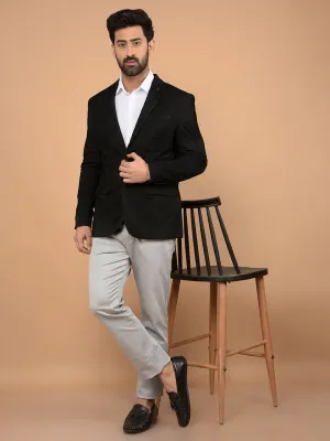 Black Printed Knitted Blazer