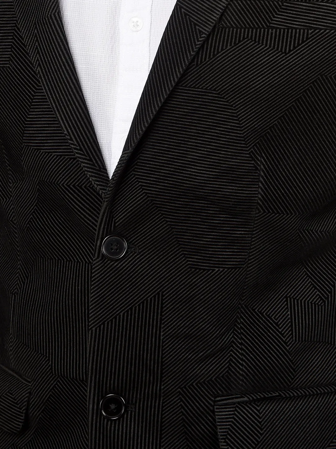Black Printed Knitted Blazer
