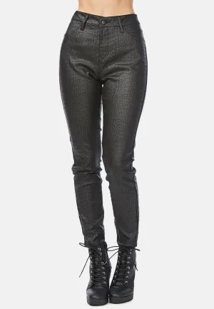 black slither-in textured slim fit pants
