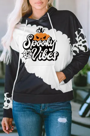 Black Spooky Vibes Graphic Western Fashion Halloween Hoodie