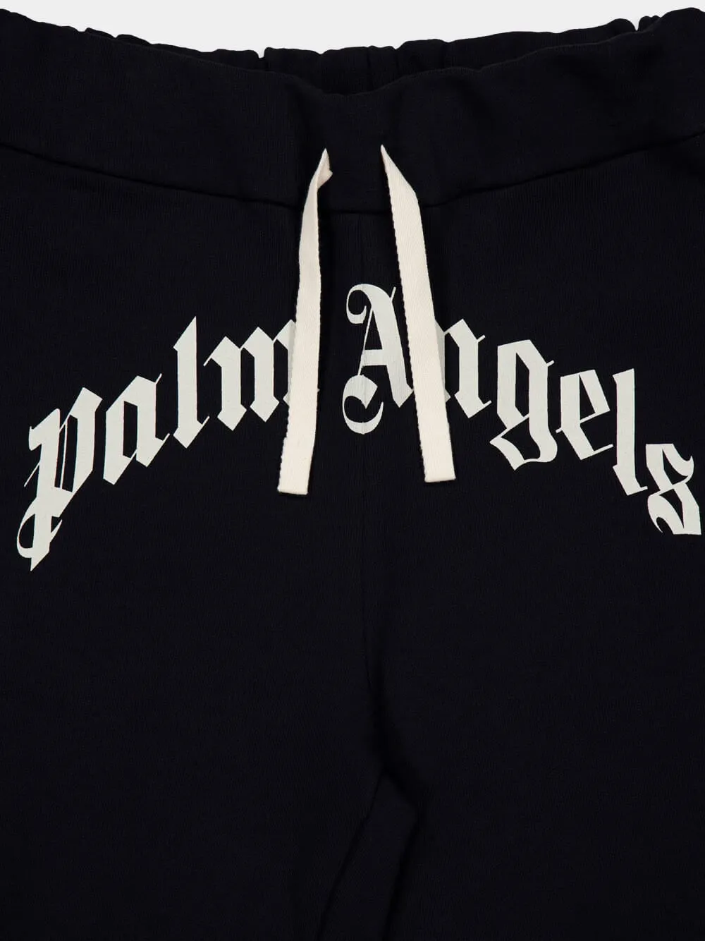 Black Sweat Shorts with Curved Logo