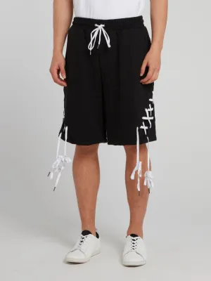 Black X-String Drawstring Shorts