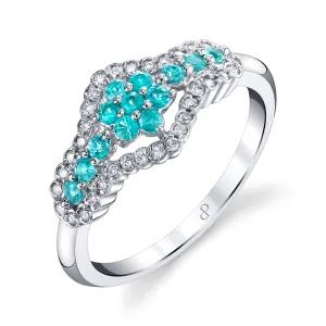 Blissful Night - 18K White Gold Natural Paraiba Tourmaline Ring