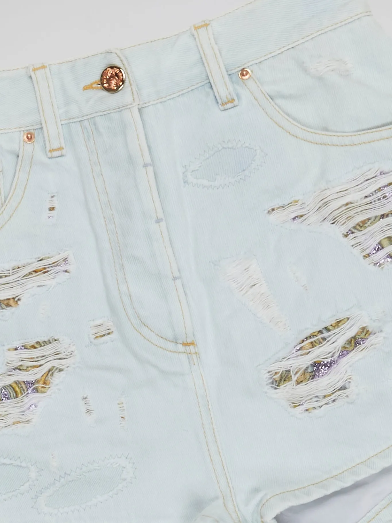 Blue Distressed Denim Shorts
