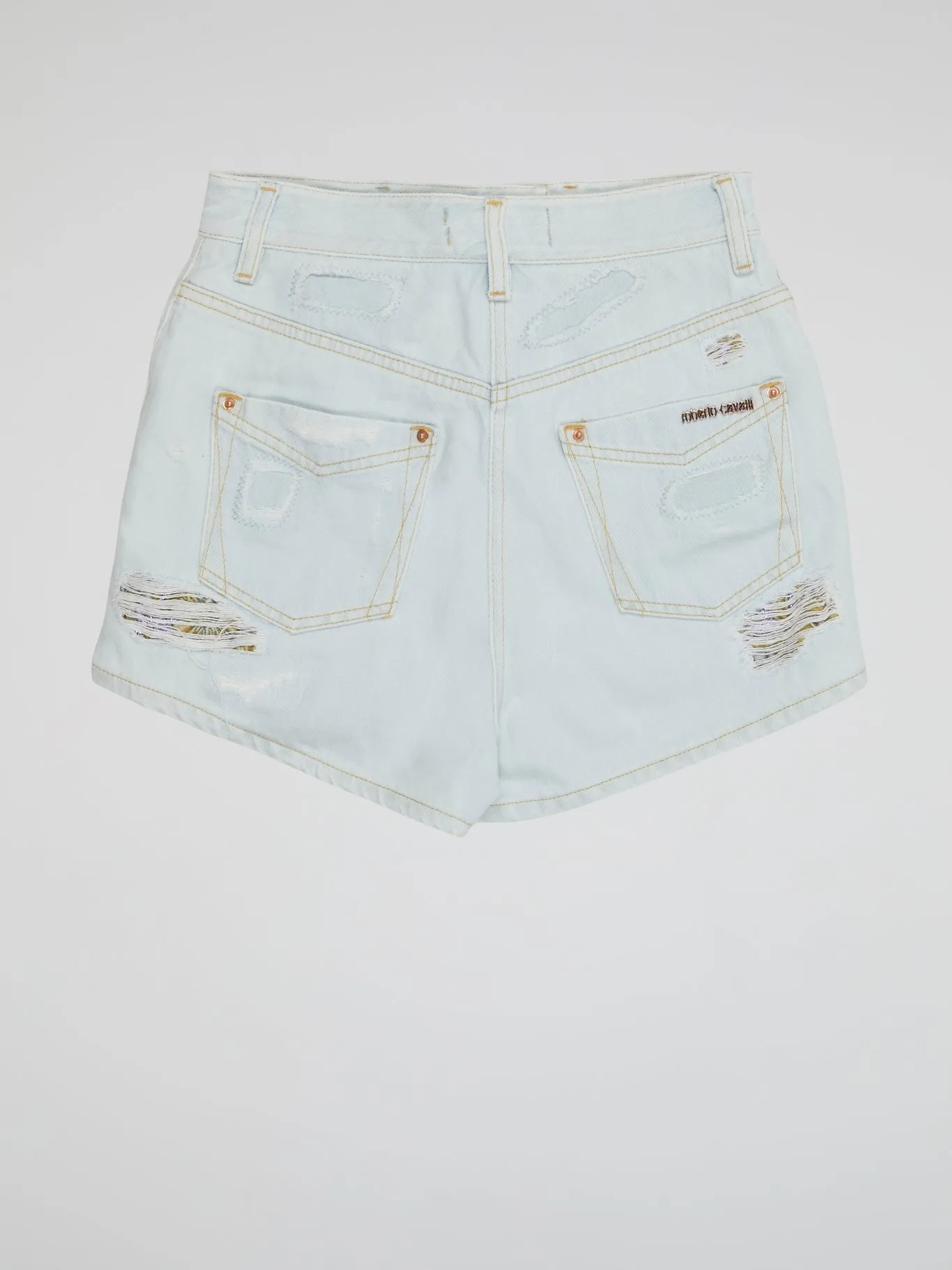 Blue Distressed Denim Shorts