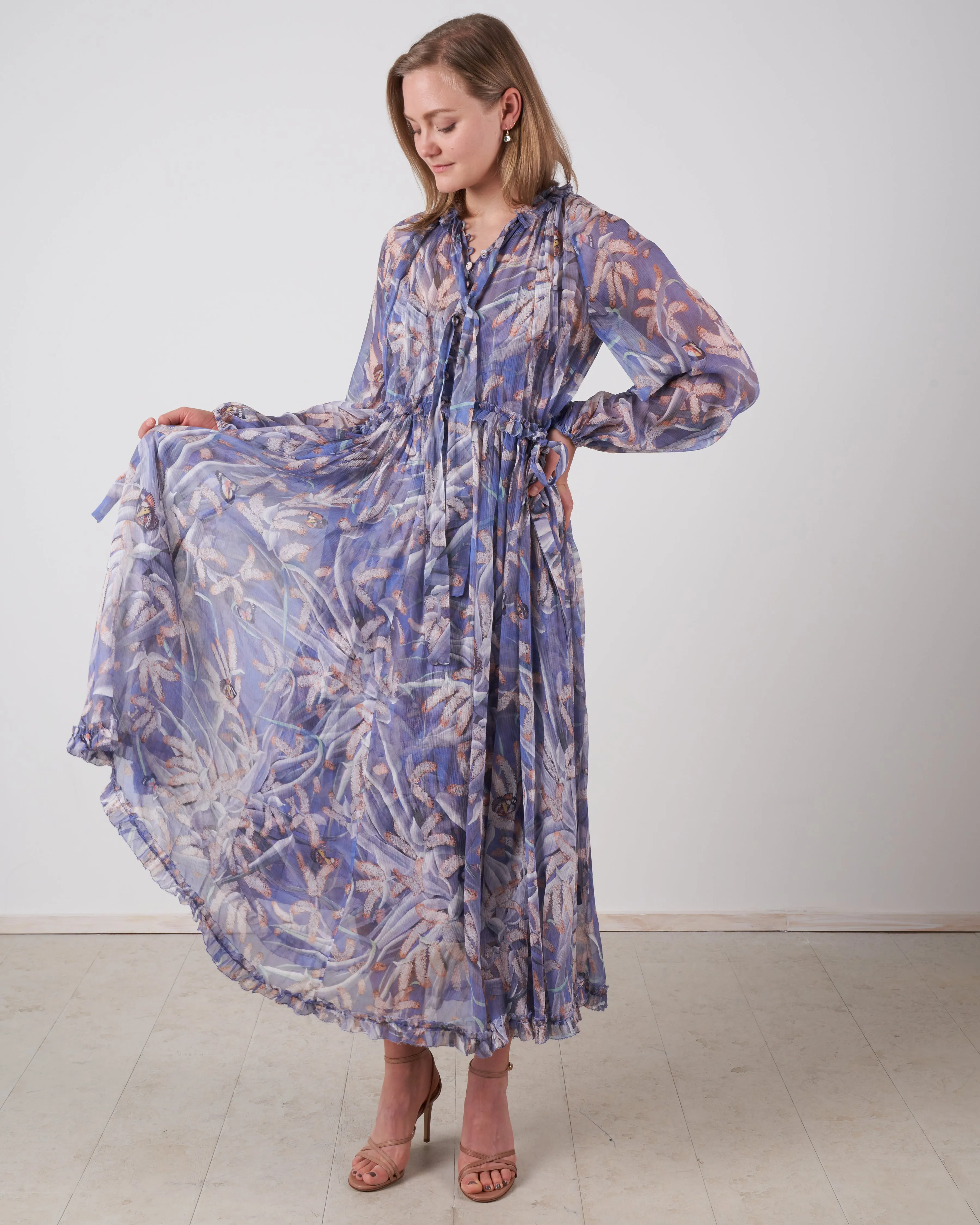 botanica drawn midi dress - pandanus