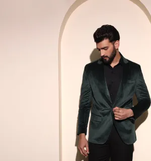 Bottle Green Velvet Blazer