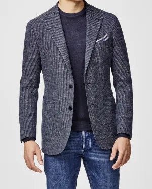 Bottoli Blue on Blue Mercerized Cotton Stretch Textured Pinstripe with Specks