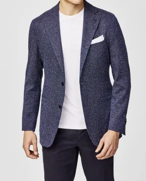 Bottoli Navy Stretch Mouliné Mercerized Cotton Blend with White Stippling