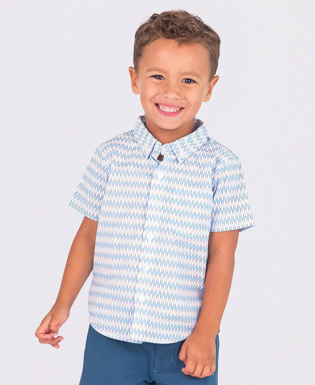Boys Riding the Waves Short Sleeve Button Down Shirt 2AP0639