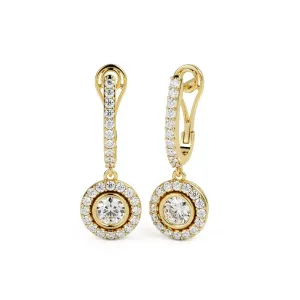Bright Light Lever Back Earrings 2 Natural Diamonds in Yellow Gold