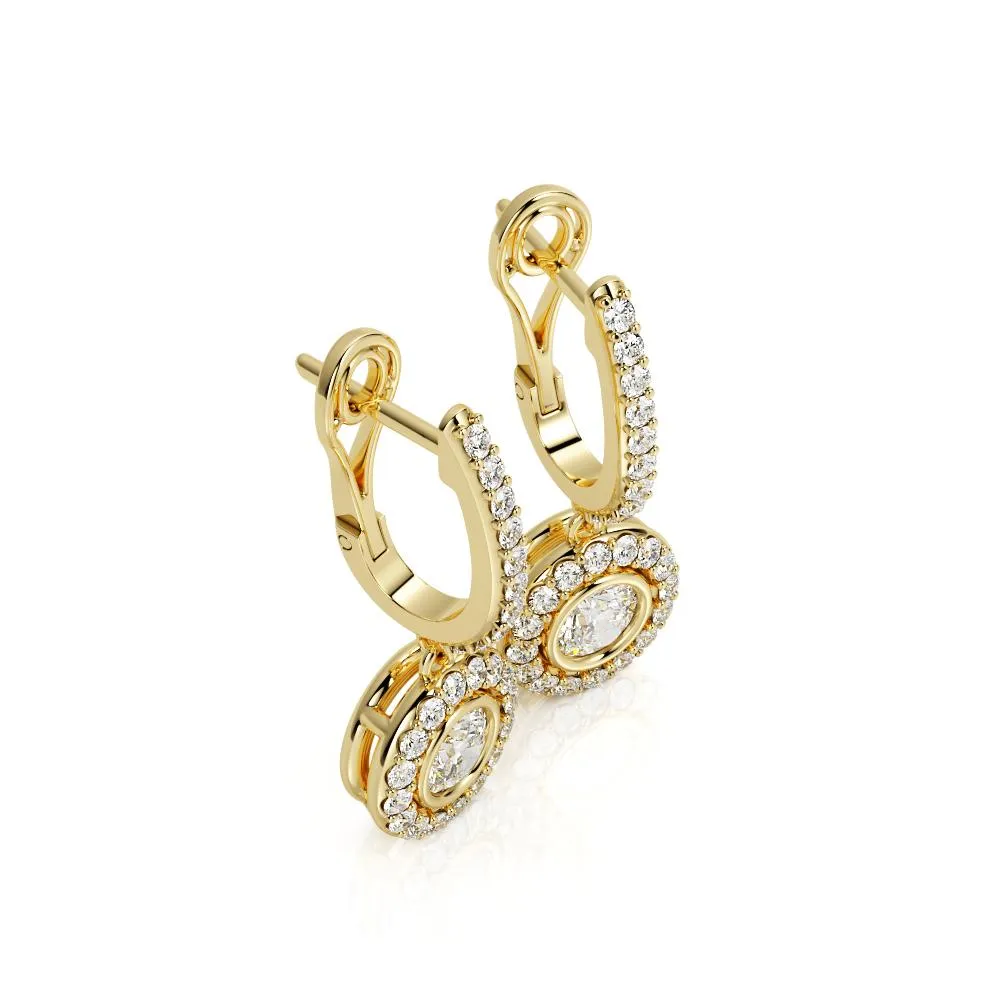 Bright Light Lever Back Earrings 2 Natural Diamonds in Yellow Gold