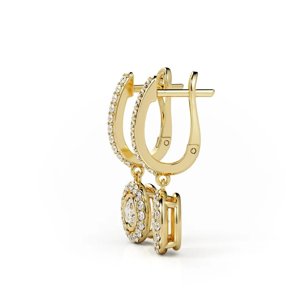 Bright Light Lever Back Earrings 2 Natural Diamonds in Yellow Gold