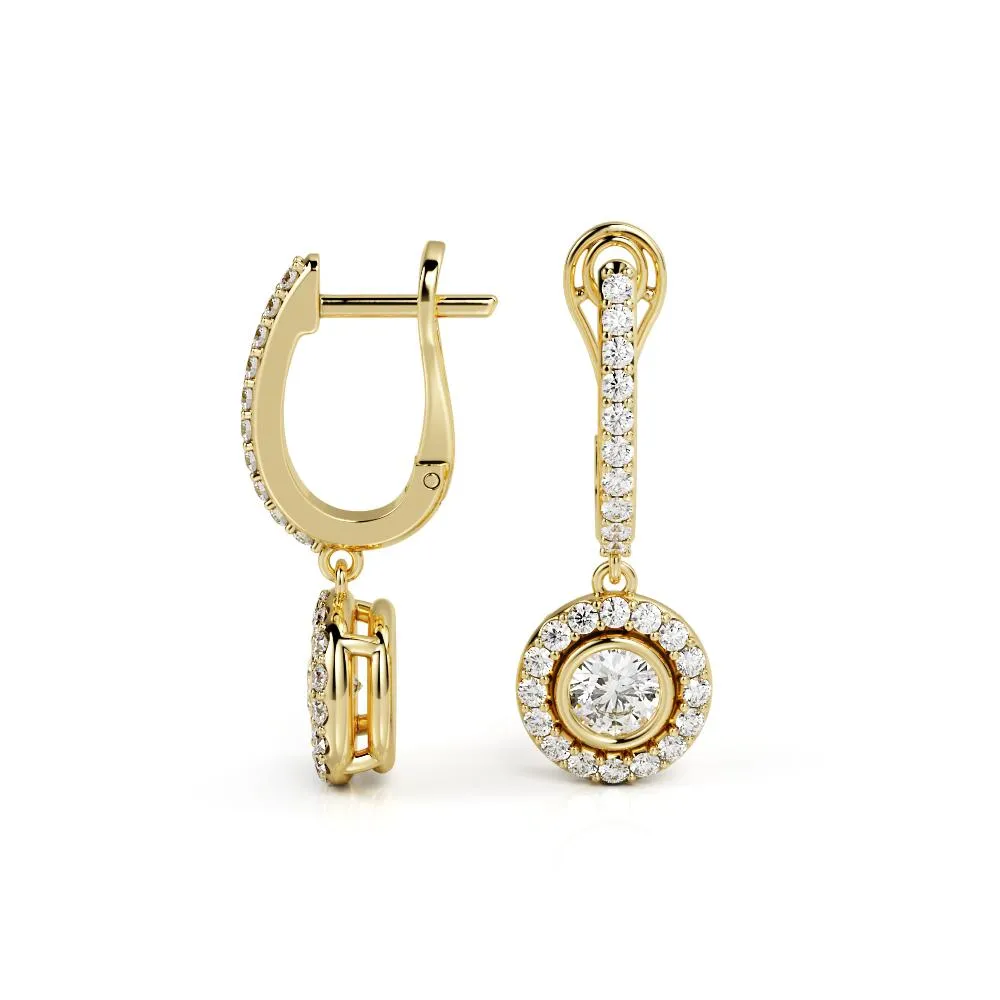 Bright Light Lever Back Earrings 2 Natural Diamonds in Yellow Gold