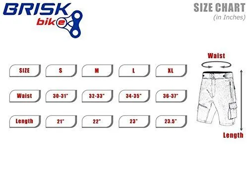 Brisk Bike MTB Cycling Short Off Road Cycle Bicycle CoolMax Padded Liner Shorts, lightweight mtb shorts, mens padded bike shorts with pockets, best mens mountain bike shorts, mtb shorts for men