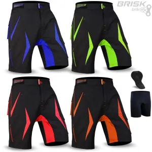 Brisk Bike MTB Cycling Shorts Off Road Cycle Bicycle CoolMax Padded Liner Shorts, men's mountain bike shorts with padding, mtb padded shorts mens, best mtb liner shorts men's