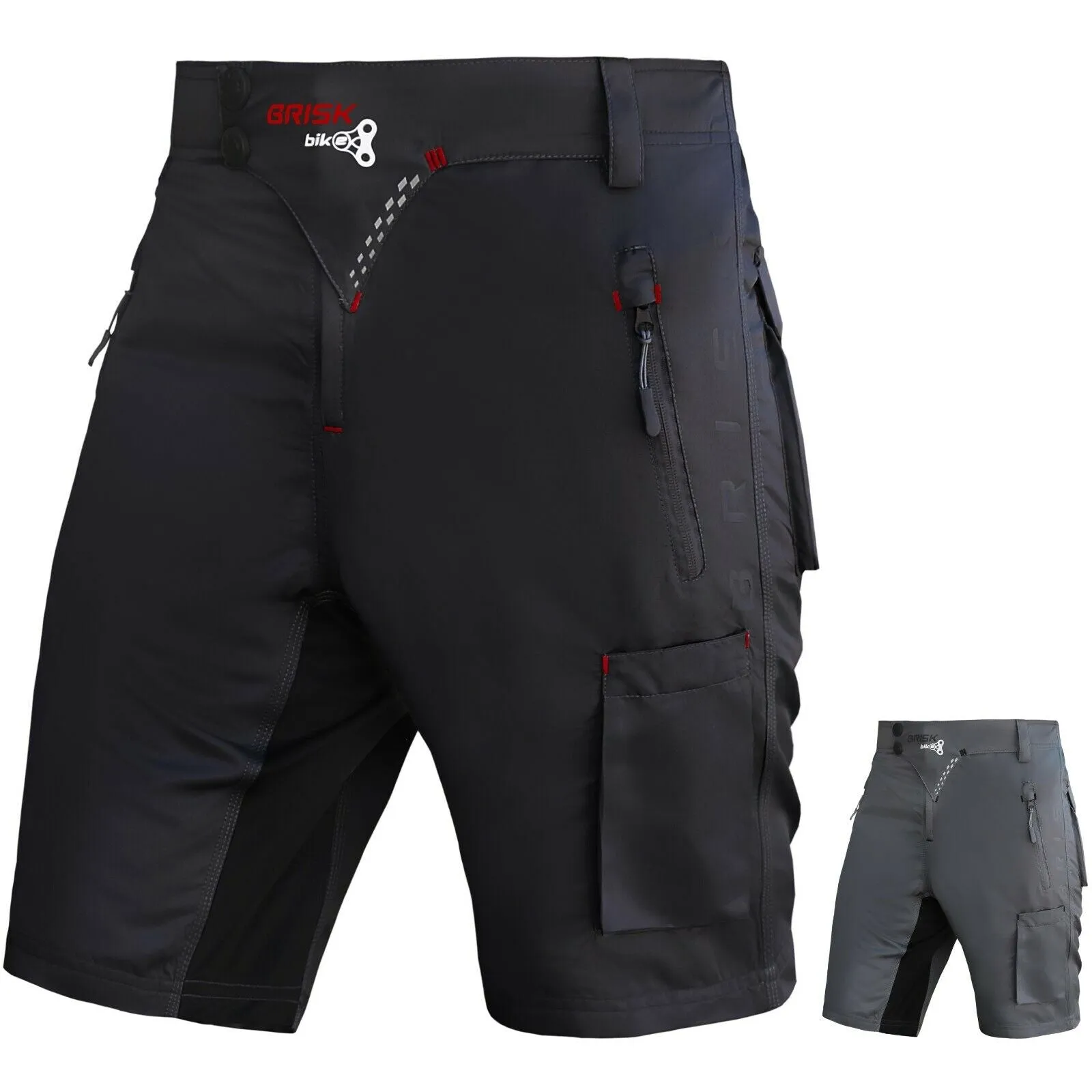 Brisk Bike MTB Shorts with Padded Inner compression shorts, mountain bike shorts mens, mtb padded shorts, mtb cycling shorts, mens padded bike shorts with pockets, mens mountain bike liner shorts