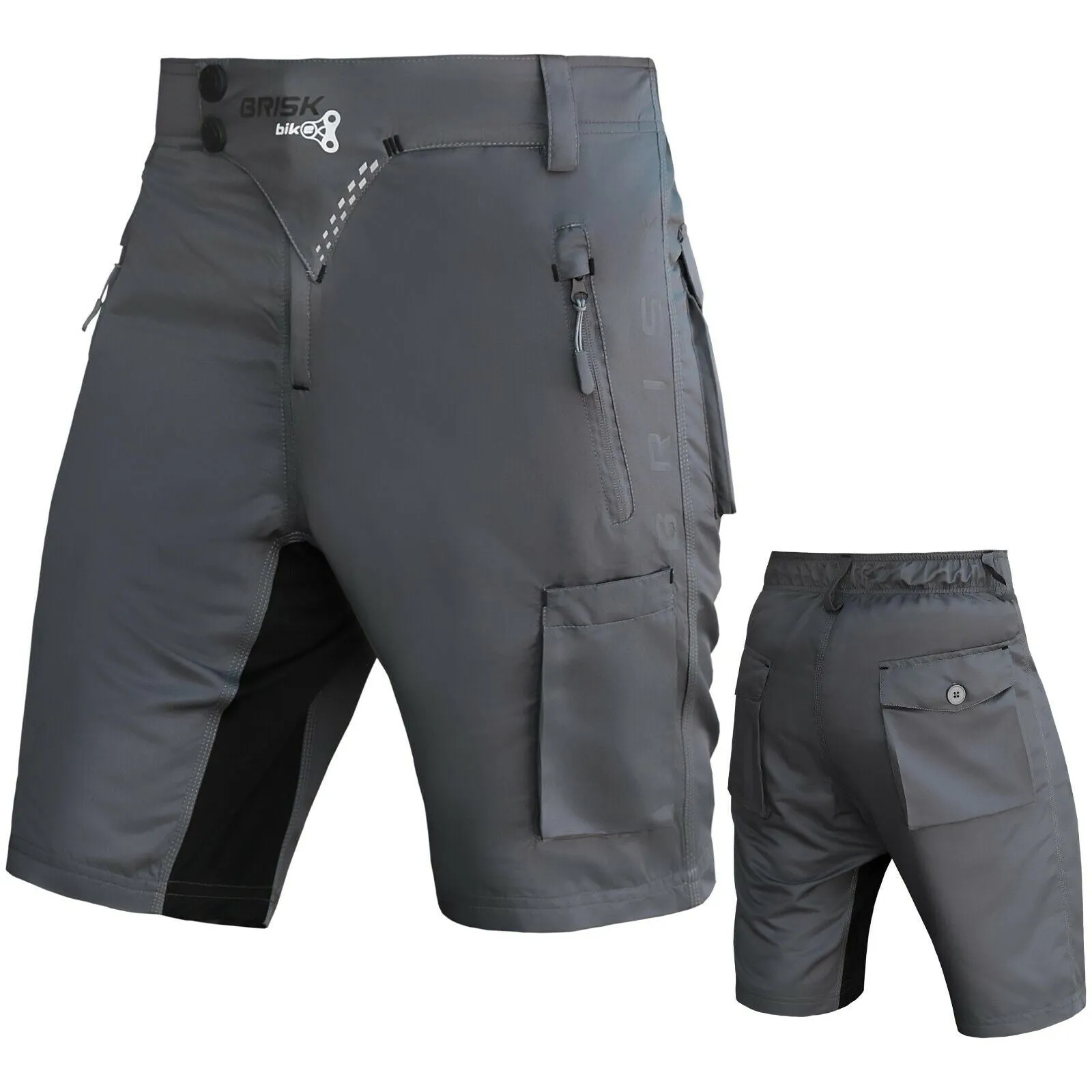 Brisk Bike MTB Shorts with Padded Inner compression shorts, mountain bike shorts mens, mtb padded shorts, mtb cycling shorts, mens padded bike shorts with pockets, mens mountain bike liner shorts