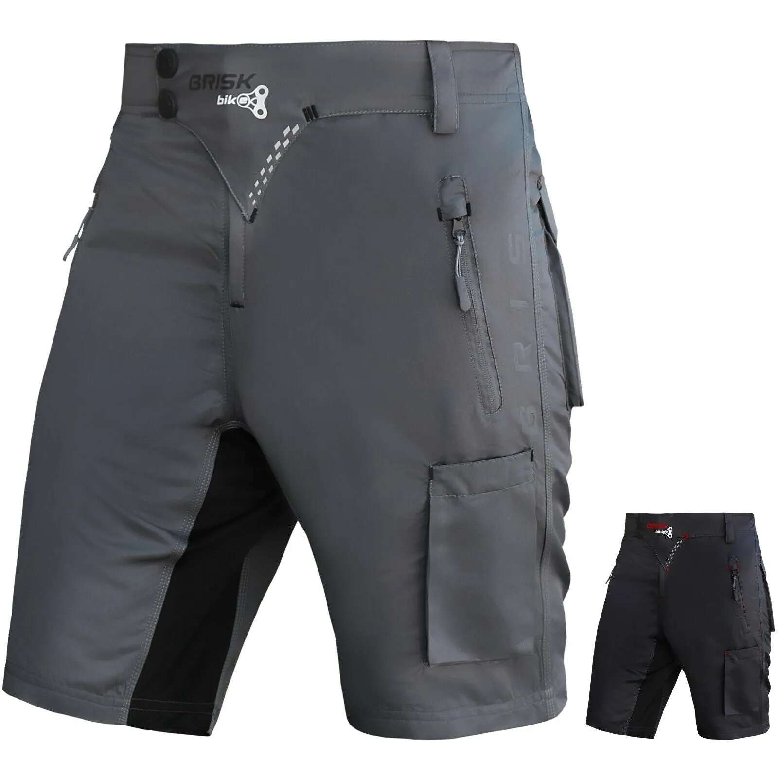 Brisk Bike MTB Shorts with Padded Inner compression shorts, mountain bike shorts mens, mtb padded shorts, mtb cycling shorts, mens padded bike shorts with pockets, mens mountain bike liner shorts