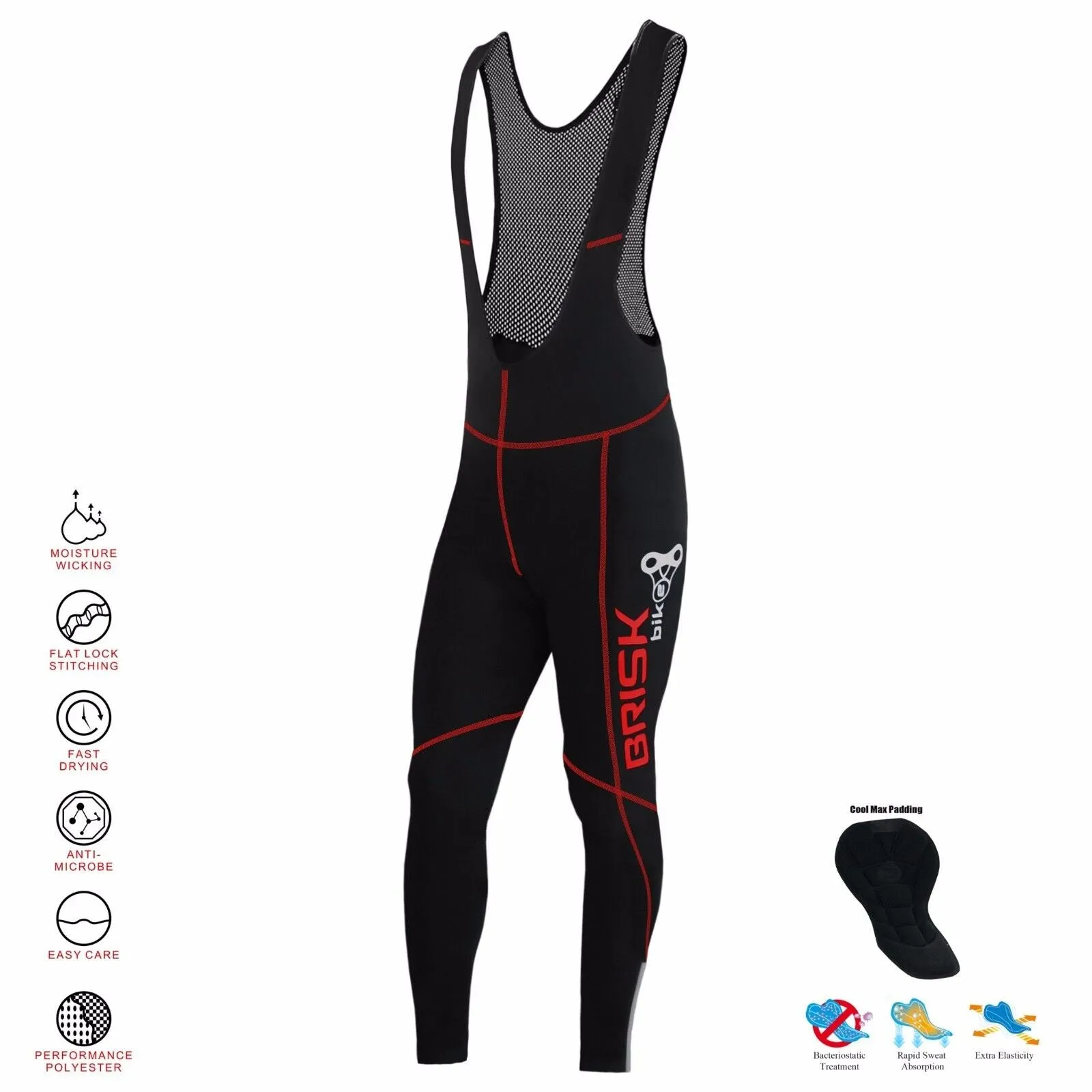 Brisk Bike Pro Vibrant Compression Tight Fit Cycling Padded Bib Pants Trousers, mens bike Trousers padded, bike bib trousers, mtb bib trousers, best cycling bibs for long rides