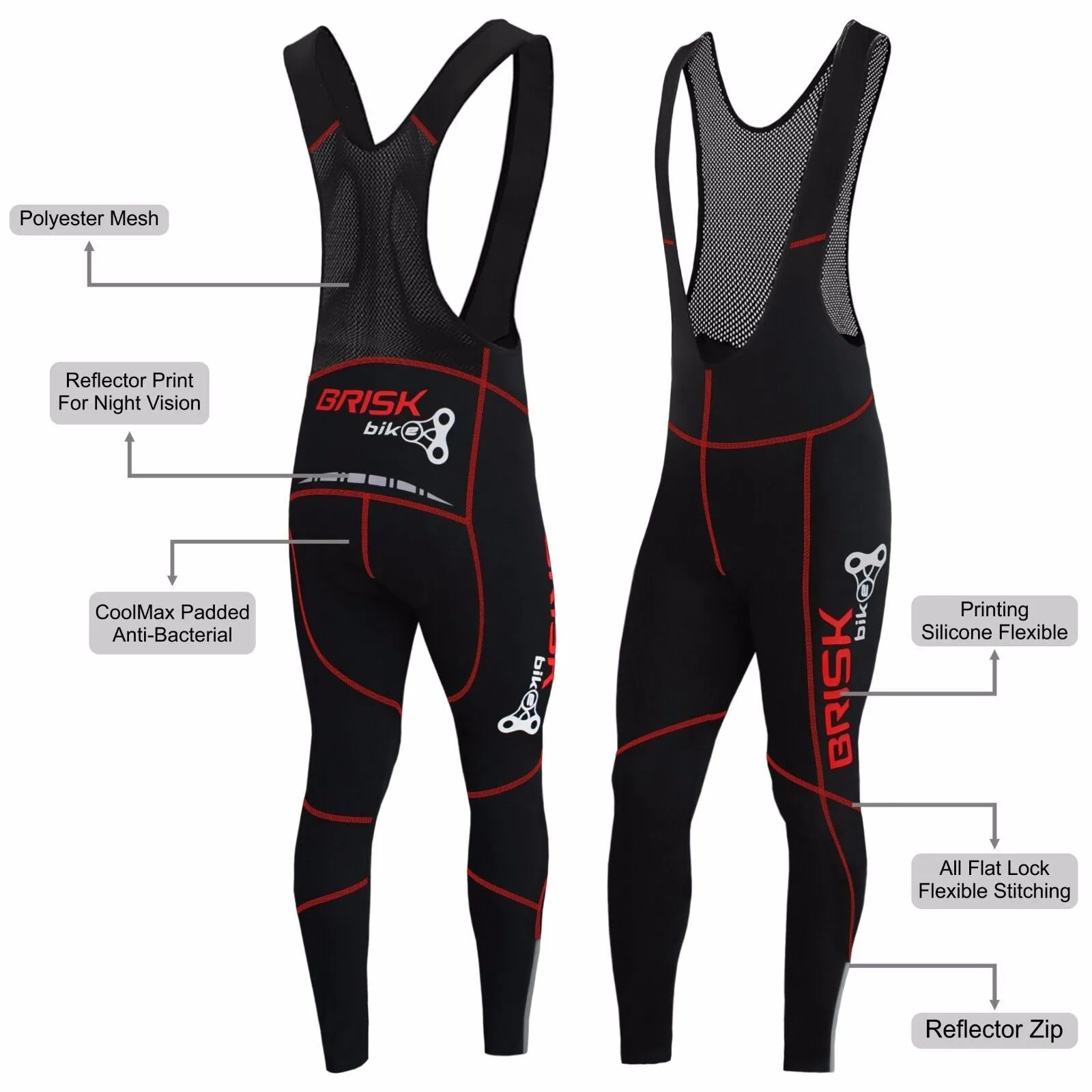 Brisk Bike Pro Vibrant Compression Tight Fit Cycling Padded Bib Pants Trousers, mens bike Trousers padded, bike bib trousers, mtb bib trousers, best cycling bibs for long rides